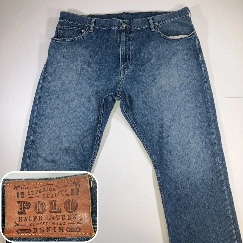Vintage Polo Ralph Lauren Denim Jeans Mens 42x30 Medium Wash Y2K